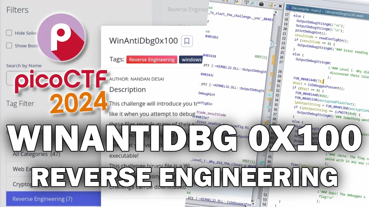 picoCTF 2024 - Reverse Engineering - WinAntiDbg0x100