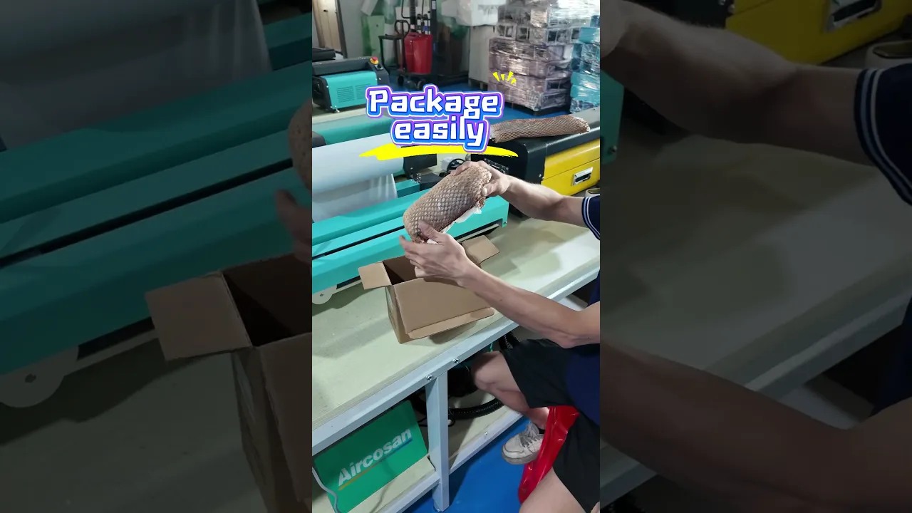 Honeycomb paper feeder, steady unwinding, reduce paper tearing & goods damage.