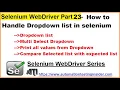 Selenium WebDriver Part23 How to Handle Dropdown in Selenium WebDriver