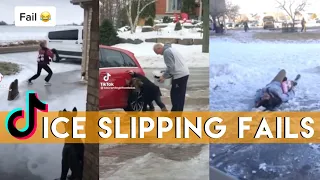 slipping on ice fails tiktok compilation