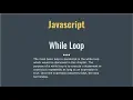 How to use while loop in javascript Learn javascript part-10