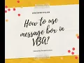 How to use the Message Box in Excel VBA Visual Basic for Applications