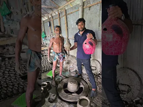 মাত্র ৫ মিনিটে হাত দিয়ে কি তৈরি হচ্ছে। Hand-making a piggy bank out of clay.