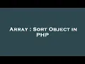 Array Sort Object in PHP