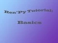 Renpy Tutorial 1 Basics