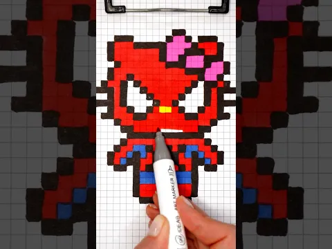 How to draw pixel  Spider-Man Hello Kitty #shorts #art