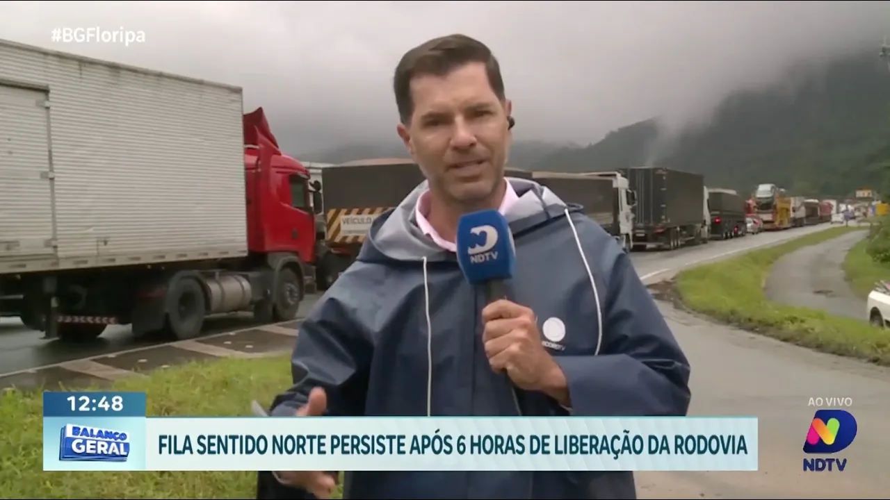 BR-101 liberada, mas fila persiste: situação atual no Morro dos Cavalos