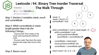 LeetCode 94 Binary Tree Inorder Traversal in JavaScript Stack-Based Solution