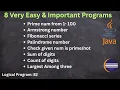 8 Basic Logical Programs Explained Palindrome Armstrong Prime Fibonacci Java for Beginners