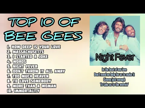 Download MP3 BEST of Bee Gees (TOP 10 OF BEE GEES with LYRICS)