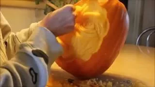 Time-lapse Halloween 3D pumpkin carving 2016 - Witch