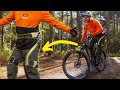 Riding MTB wearing a high power 800W Exoskeleton