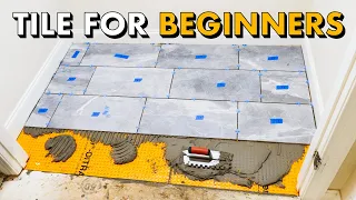 Installing TILE FLOOR for the FIRST TIME How To Lay Tile Floor