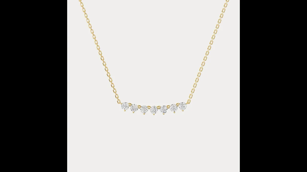 Seven-Stone Round Lab-Grown Diamond Bar Necklace in 14K Gold/Platinum