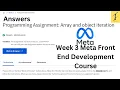 Programming Assignment Array and object iteration Week 3 Cousera Meta Front End Certificate