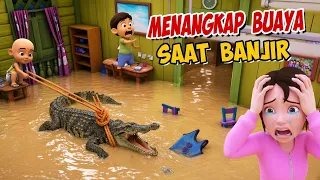 Upin Menangkap Buaya yang Memakan ipin saat Banjir Banjiran di Rumah , Kak Ros Kaget ! GTA Lucu