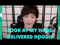 Sykkuno flexing his hand delivered Corpse hoodie