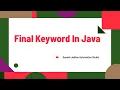 Final Keyword in Java Ganesh Jadhav AutomationStudio