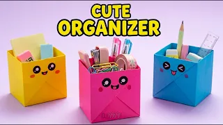 DIY Cute Origami Desk Organizer 📚 | No Glue, No Scissors | Easy Paper Craft
