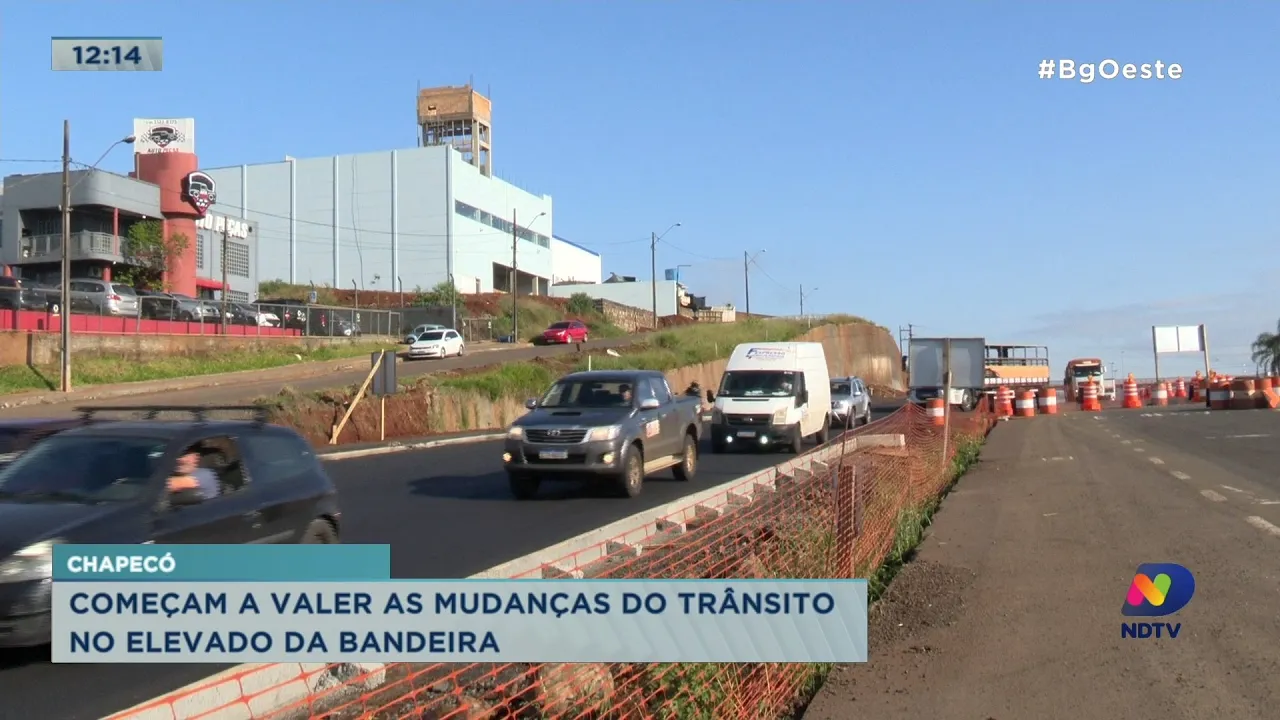Começam a valer as mudanças do trânsito no elevado da bandeira em Chapecó
