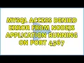 MySQL Access Denied error from nodejs application running on port 4567