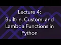 Programming for Data Science Lec 4 Built - Functions in Python and Lambda Functions