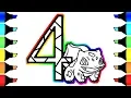 Pokemon Coloring Bulbasaur and Number 4 I Learning numbers for kids with Copic markers