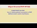 PHP MYSQLi TUTORIAL 6 constants