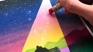 Easy oil pastel drawing tutorial 🖍️🎨 Gradients made so easy!