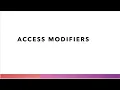 Access Modifiers - Object Oriented Programming Java