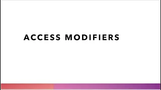 Access Modifiers - Object Oriented Programming Java