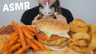 ASMR *Classic Teen Burger with Onion Rings and Sweet Potato Fries NO TALKING EATING Sounds | N.E