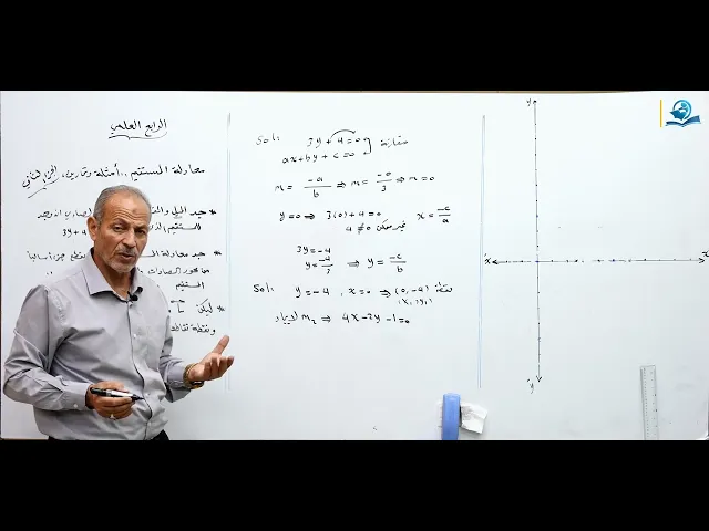 معادلة المستقيم أمثلة و تمارين ج2 - مادة الرياضيات للصف الرابع الاعدادي