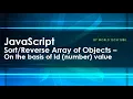 JavaScript - Sort or Reverse Array of Objects with Id numeric property Sort Reverse array in JS