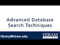 Advanced Database Search Techniques - Hiram College Library