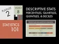 Statistics 101 Descriptive Statistics Percentiles and Quartiles