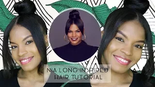 Ponytail with Bangs on Natural Blown out Hair inspired by NIA LONG