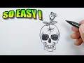 How to draw a skull with a rose Easy Drawings