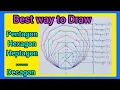 How to draw POLYGON - Pentagon Hexagon Heptagon Octagon Nonagon and Decagon way to draw Polygon