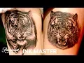 Black Grey Realistic Tigers Tattoo Face Off Ink Master Return of the Masters
