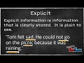 GCSE English Reading Terms - Imply Infer Implicit Explicit