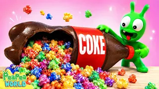 Pea Pea Discovers a Chocolate Bottle Popcorn Surprise 🌈 Cartoon for Kids