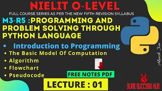 M3-R5 O Level Python Lecture 01 Introduction to Programming Algorithm Flowchart Pseudocode