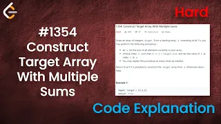 Construct Target Array With Multiple Sums Live Coding with Explanation Leetcode - 1354