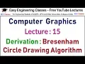CGMM Lecture 15 Bresenham Circle Drawing Algorithm Derivation