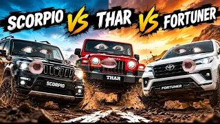 🔥 MEGA SUV BATTLE! 🚙💥 | Scorpio vs Thar vs Fortuner | Golu Zone