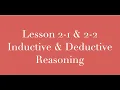 Lesson 2-1 2-2 Inductive Reasoning Deductive Reasoning
