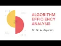 Algorithm Efficiency Analysis Tutorial-1 Dr M A Jayaram