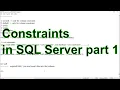 constraints in SQL server part 1