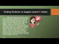 Finding Evidence to Support Author s Claims